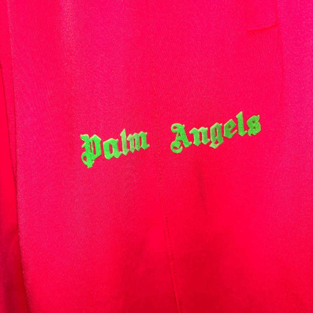 🩷 💚 Palm Angels Track Pants w/imperfections Sz S Neon Pink w/ Neon Green - Picture 10 of 16